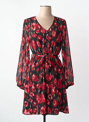 Robe mi-longue manches longues manches longues rouge ONLY femme