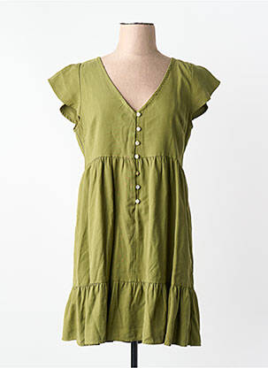 Robe courte col v vert ONLY femme
