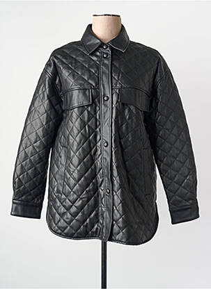 Veste en cuir noir MANGO femme