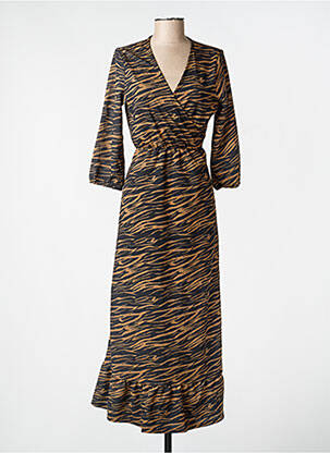 Robe longue col v marron ONLY femme