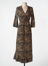 Robe longue col v marron ONLY femme