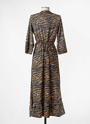 Robe longue col v marron ONLY femme