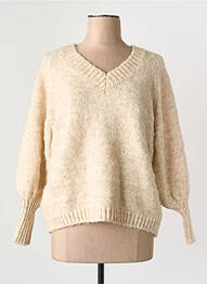 Pull col v manches longues beige ONLY femme
