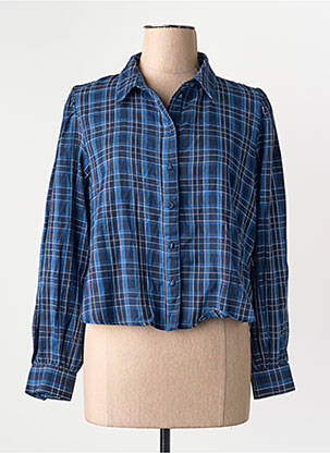 Chemisier coupe droite manches longues bleu ONLY femme