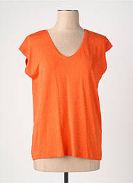 T-shirt col rond orange PIECES femme