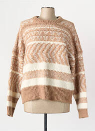 Pull col rond manches longues beige ONLY femme