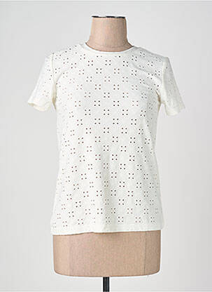 T-shirt col rond manches courtes blanc JACQUELINE DE YONG femme