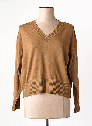Pull manches longues manches longues marron JACQUELINE DE YONG femme