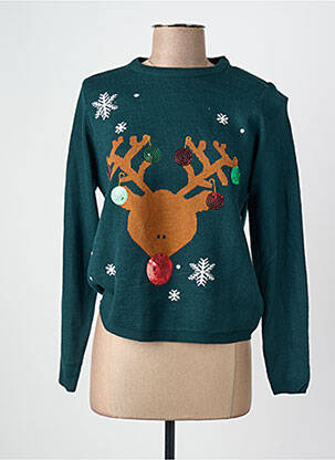 Pull col rond vert ONLY femme