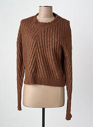 Pull col rond manches longues marron ONLY femme