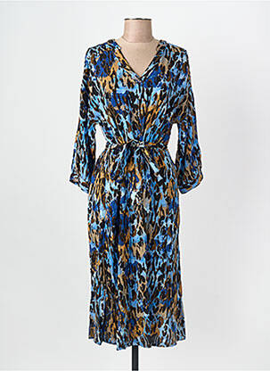 Robe mi-longue col v bleu VERO MODA femme