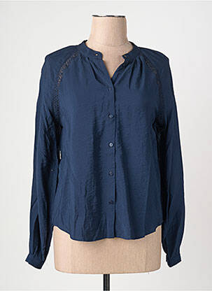 Chemisier col mao manches longues bleu VILA femme
