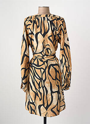 Robe mi-longue manches longues manches longues beige VERO MODA femme