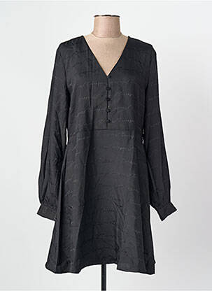 Robe mi-longue col rond noir JACQUELINE DE YONG femme
