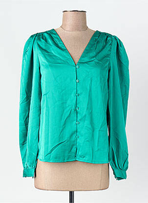 Chemisier col mao manches longues vert VILA femme