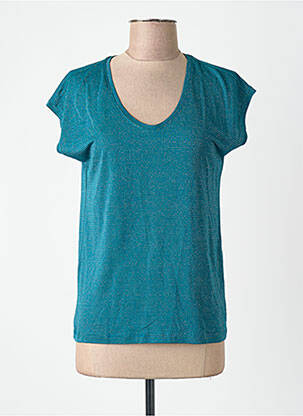 T-shirt col rond manches courtes vert PIECES femme