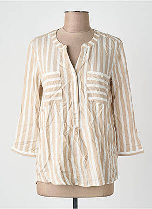 Chemisier coupe droite manches 3/4 beige TOM TAILOR femme