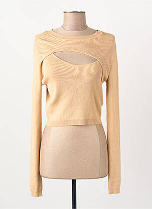 Pull col rond manches longues beige ONLY femme
