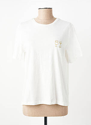 T-shirt col rond manches courtes blanc VILA femme