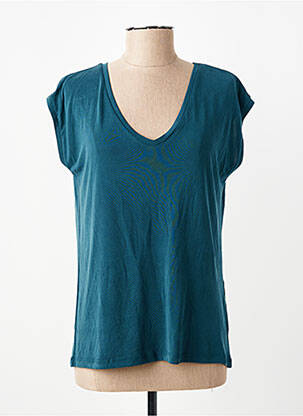 T-shirt col v manches courtes vert PIECES femme