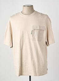 T-shirt col rond manches courtes beige JACK & JONES homme