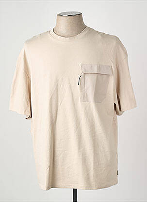 T-shirt col rond manches courtes beige JACK & JONES homme