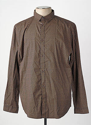 Chemise manches longues manches longues marron TOM TAILOR homme