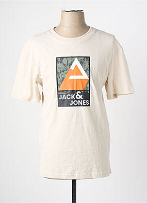 T-shirt col rond manches courtes beige JACK & JONES homme