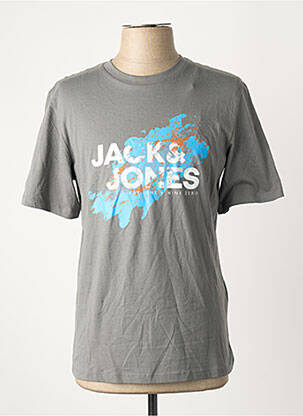 T-shirt col rond gris JACK & JONES homme