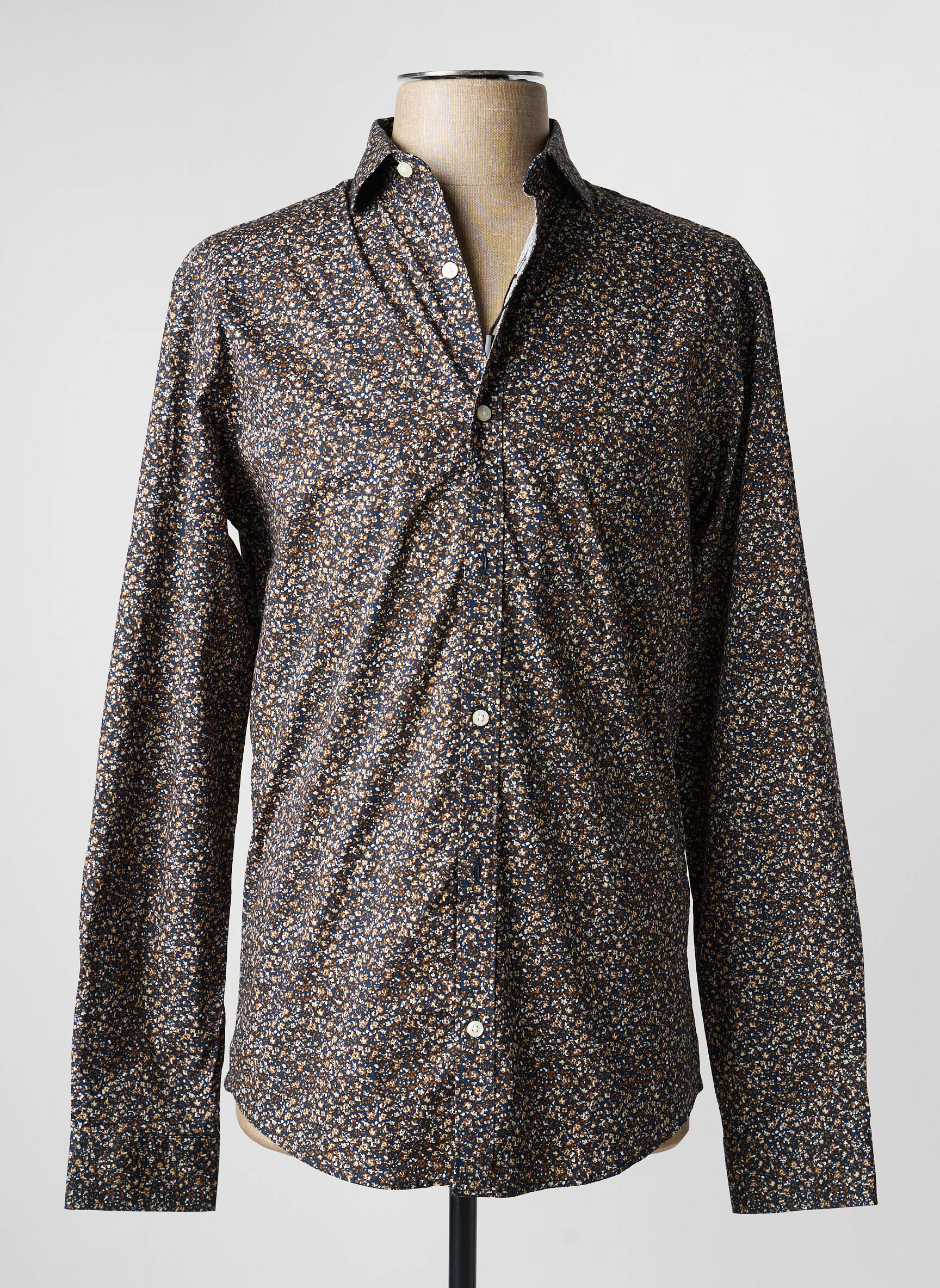 Chemise manches longues marron JACK & JONES homme