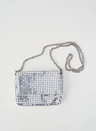 Sac bandoulière argent PIECES femme