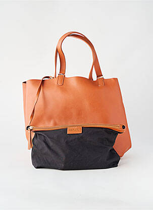 Sac poignée 2 anses de portée marron PIECES femme