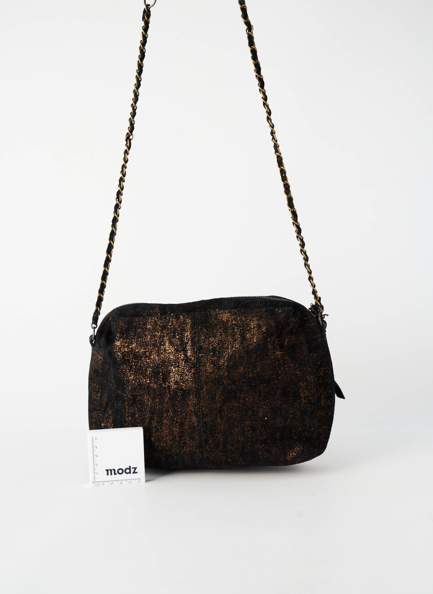 Sac fermeture zippée marron PIECES femme