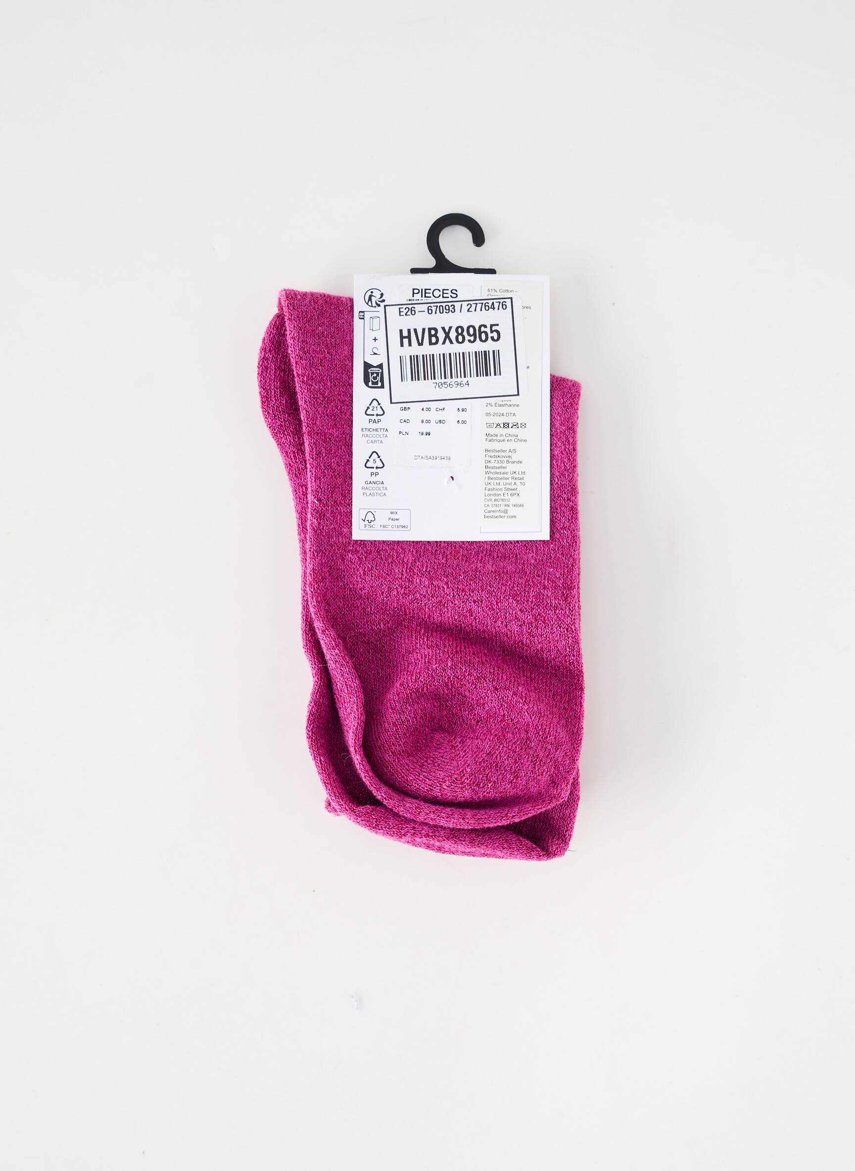 Chaussettes rose PIECES femme