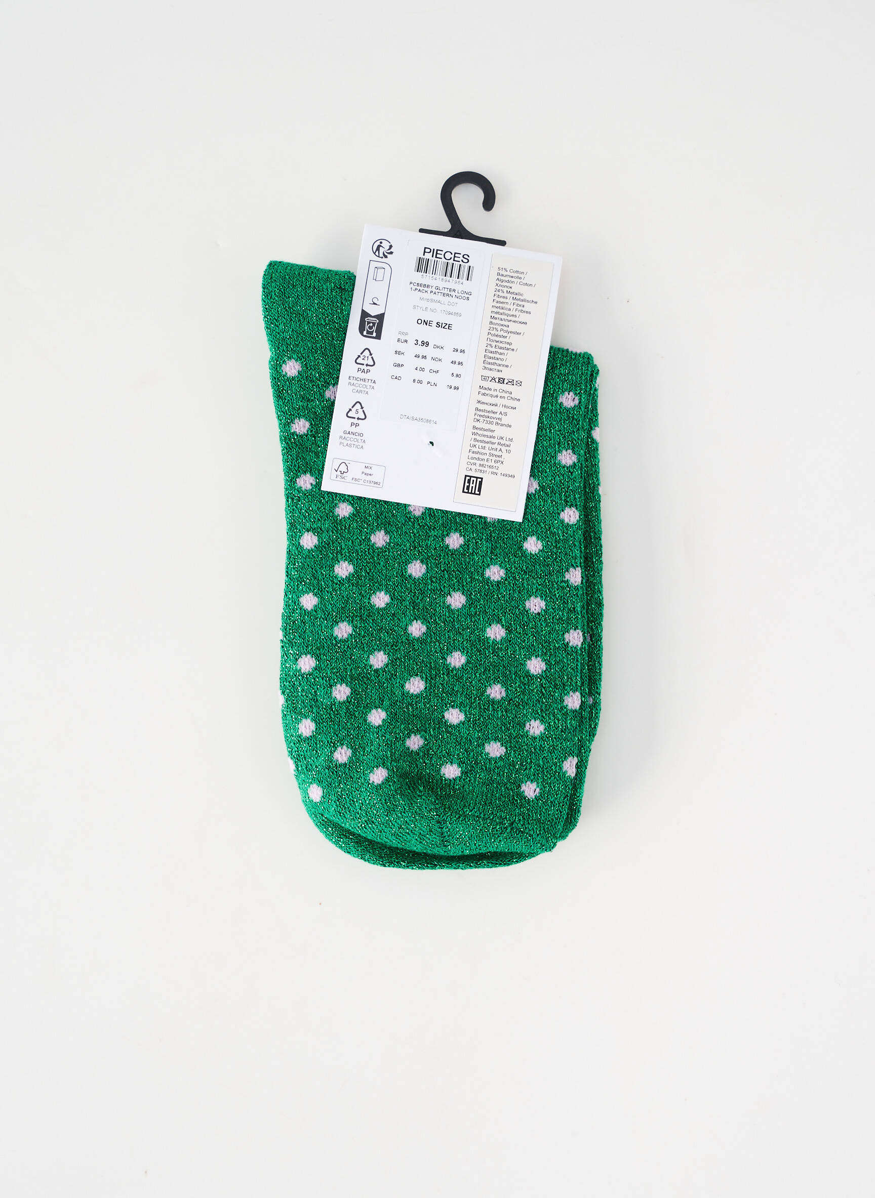 Chaussettes vert PIECES femme
