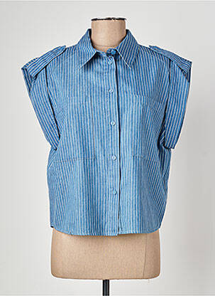 Chemise manches courtes bleu PLEASE femme