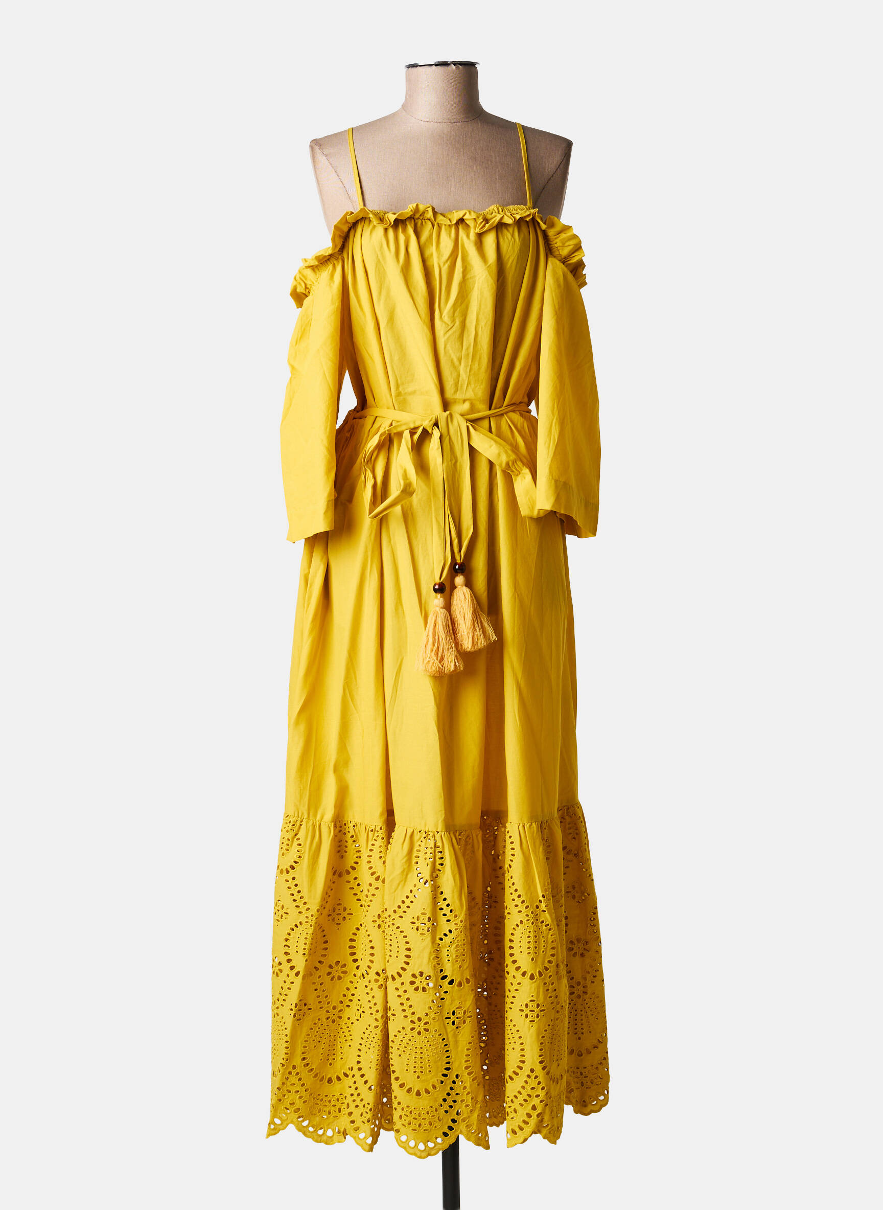 Robe mi-longue jaune MAT FASHION femme