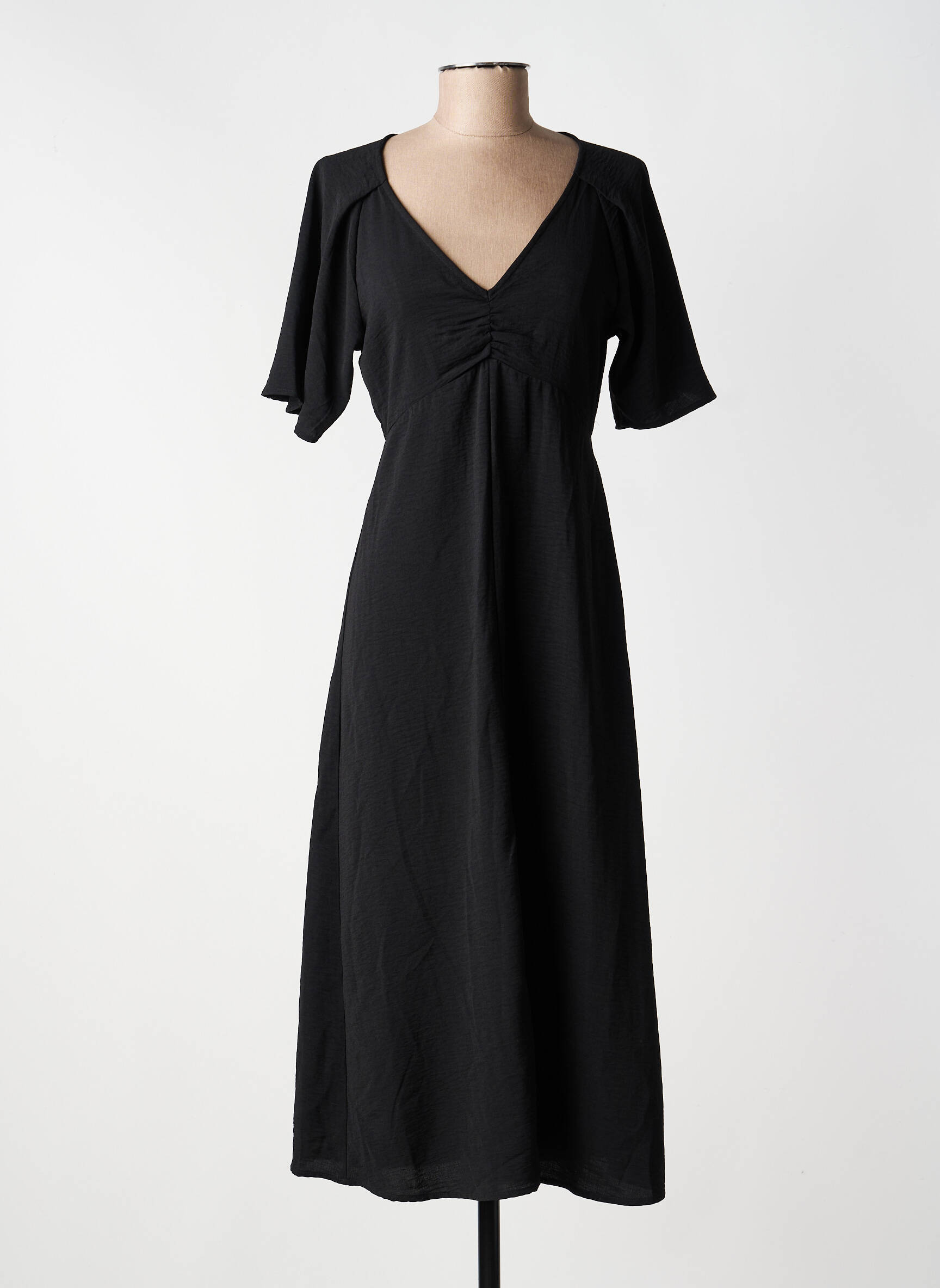 Robe courte col v noir JACQUELINE DE YONG femme