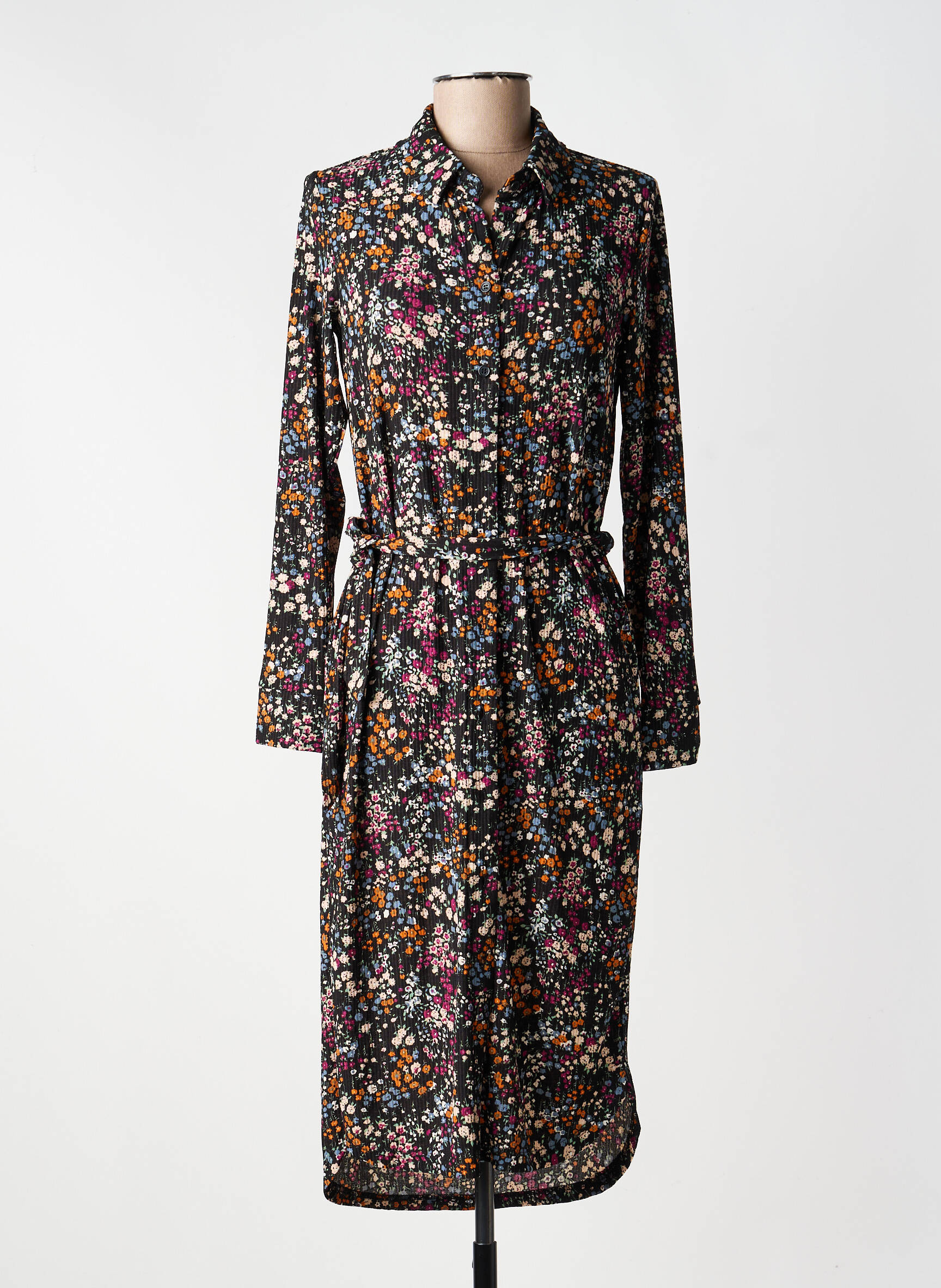 Robe courte manches longues manches longues noir JACQUELINE DE YONG femme