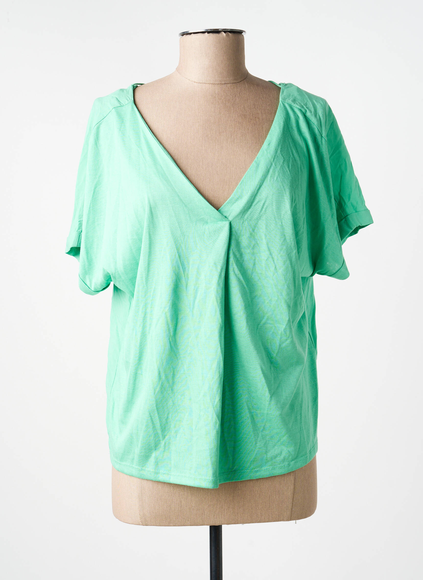 T-shirt col v vert VERO MODA femme