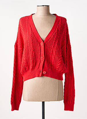 Gilet manches longues col v rouge ONLY femme