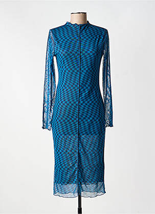 Robe mi-longue col rond bleu ONLY femme