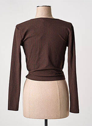 Gilet cache-cœur manches longues marron ONLY femme