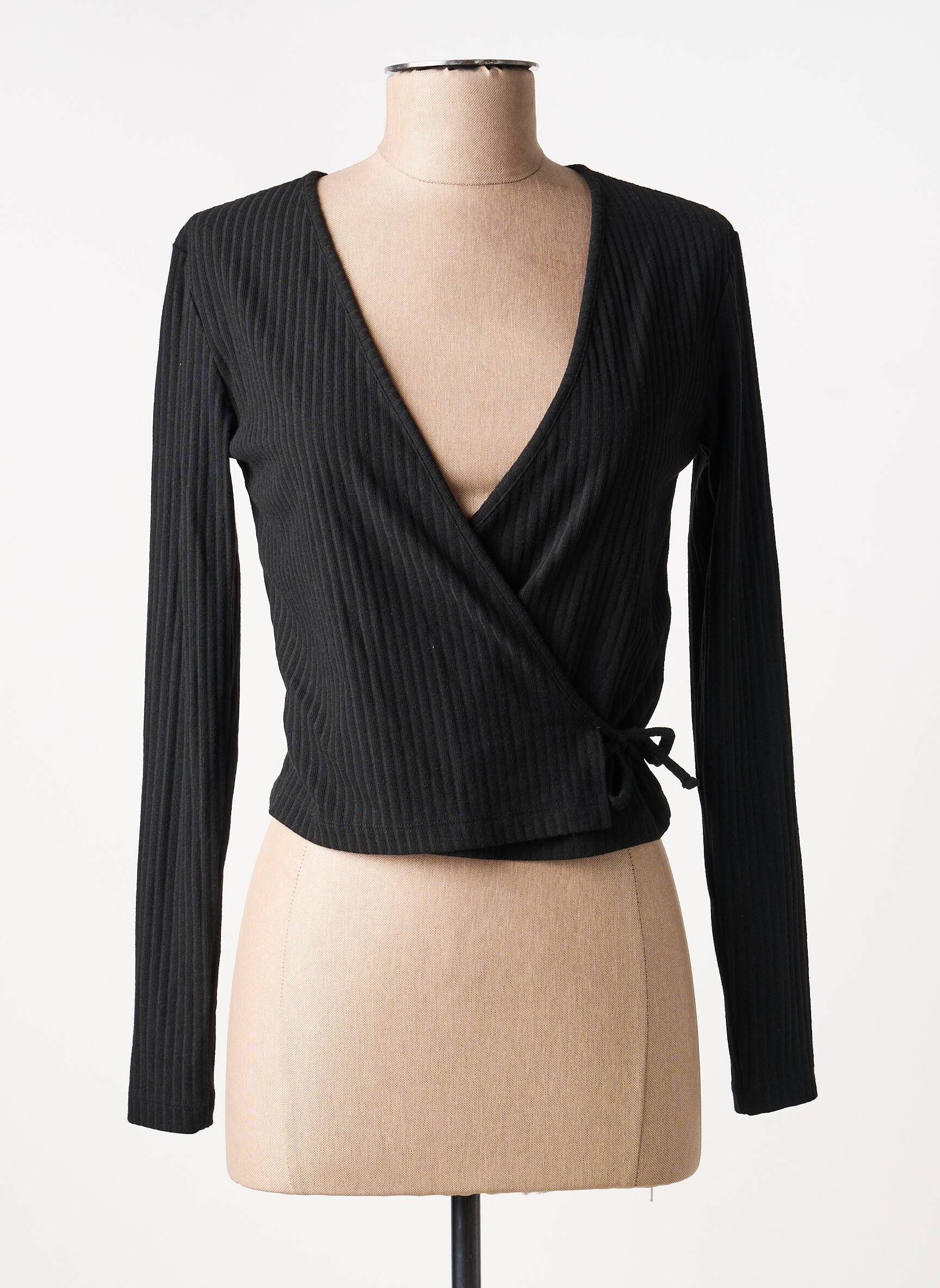 Gilet cache-cœur manches longues noir ONLY femme