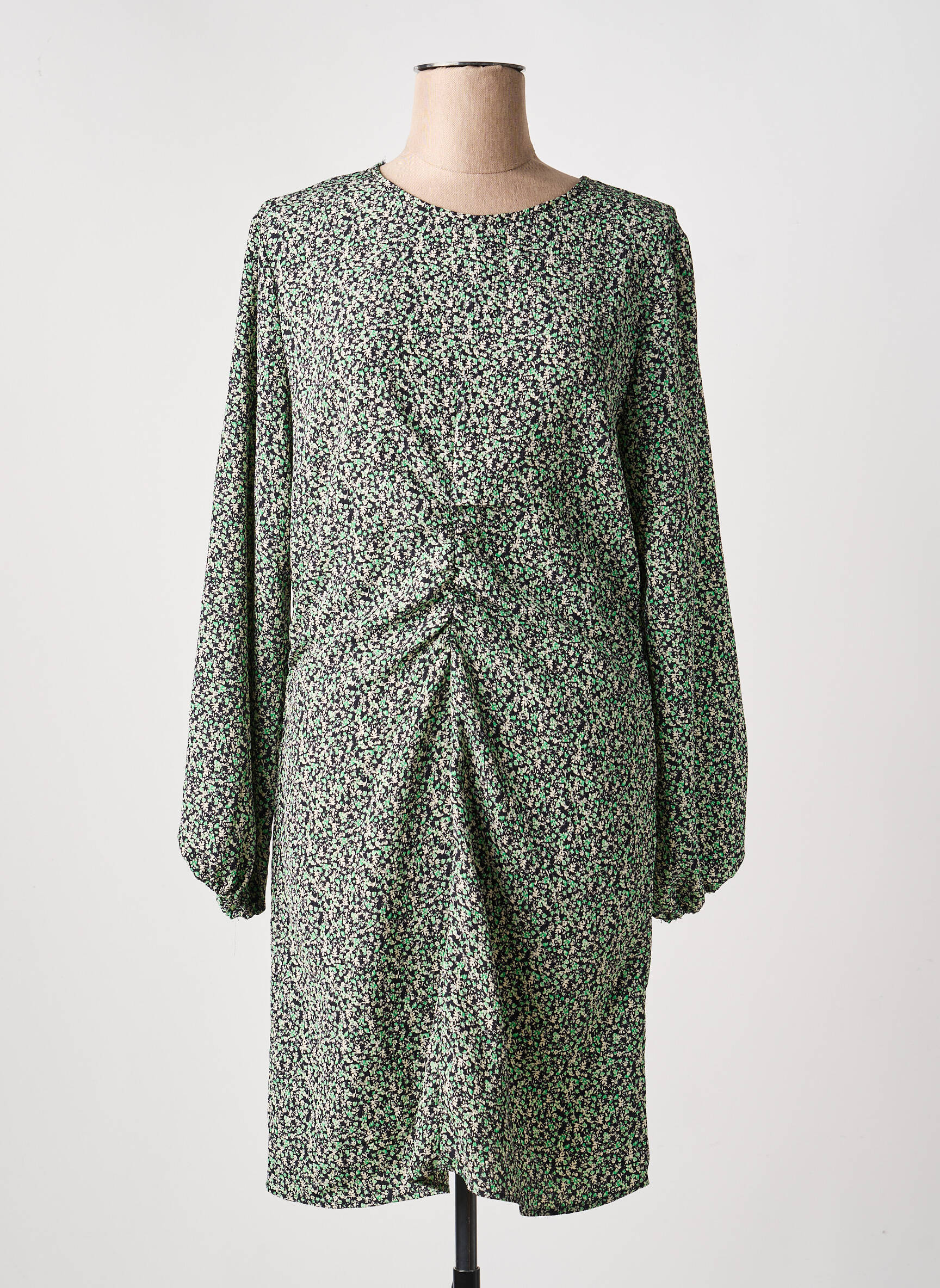 Robe courte manches longues manches longues vert ONLY femme
