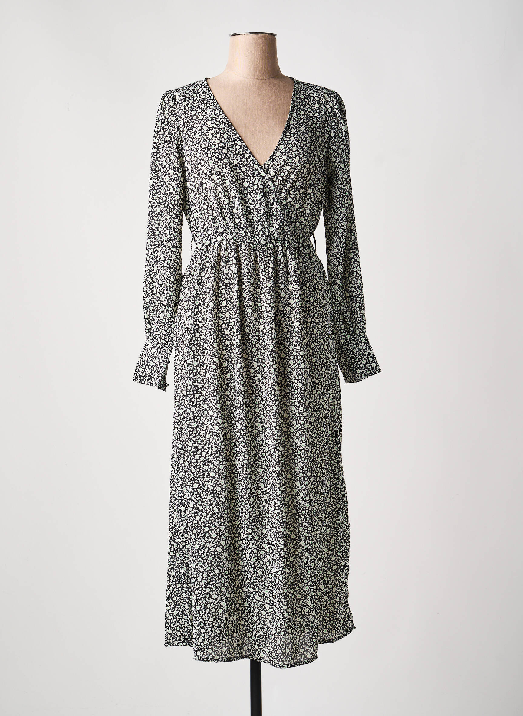 Robe longue manches longues manches longues noir JACQUELINE DE YONG femme