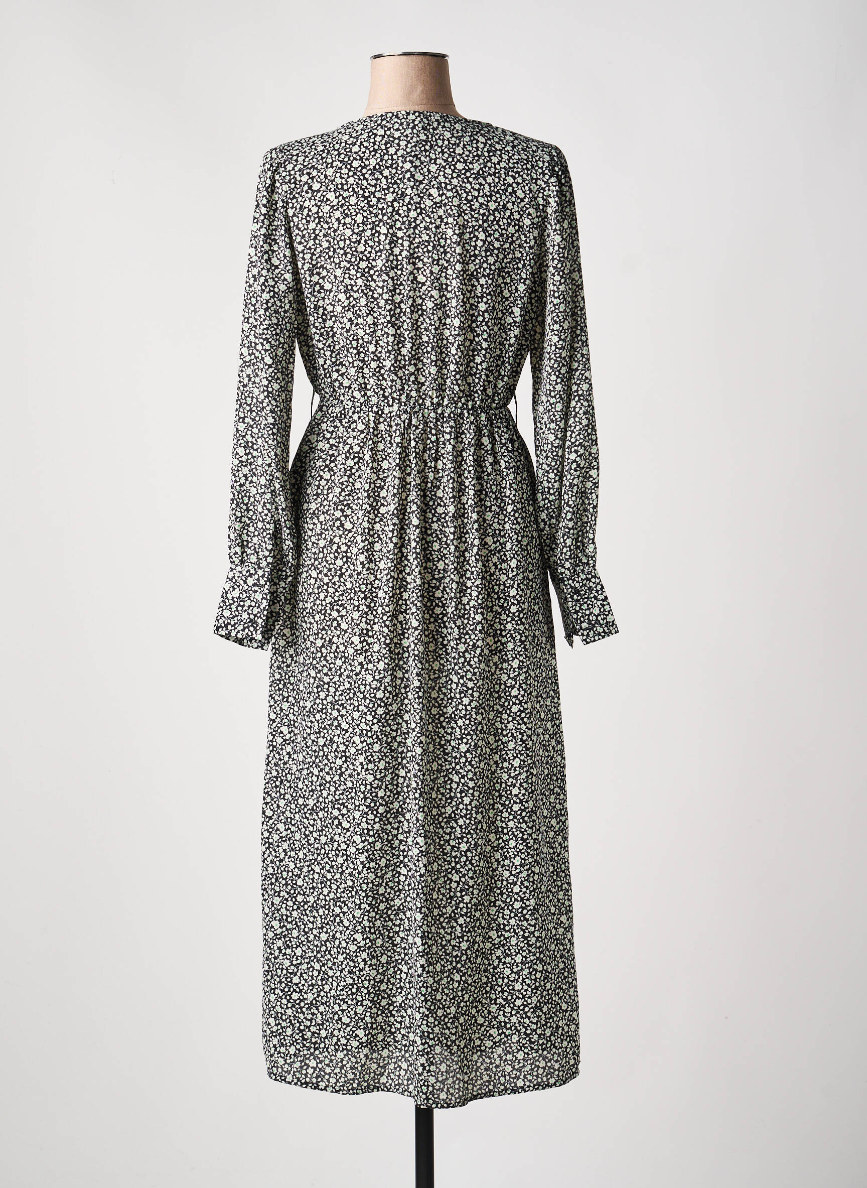 Robe longue manches longues manches longues noir JACQUELINE DE YONG femme