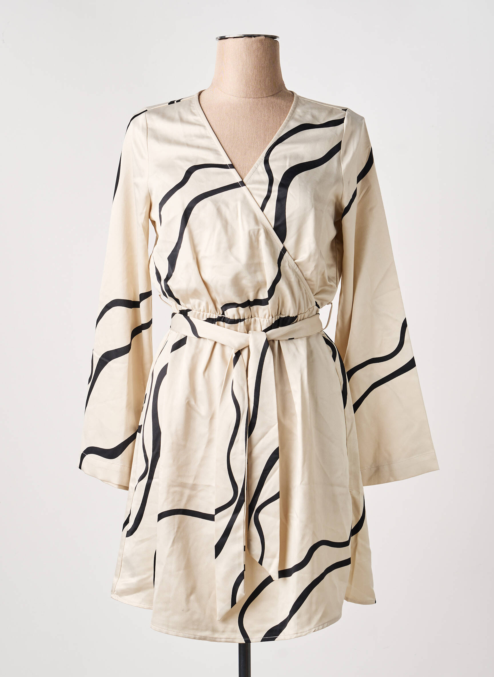 Robe courte manches longues manches longues beige VERO MODA femme