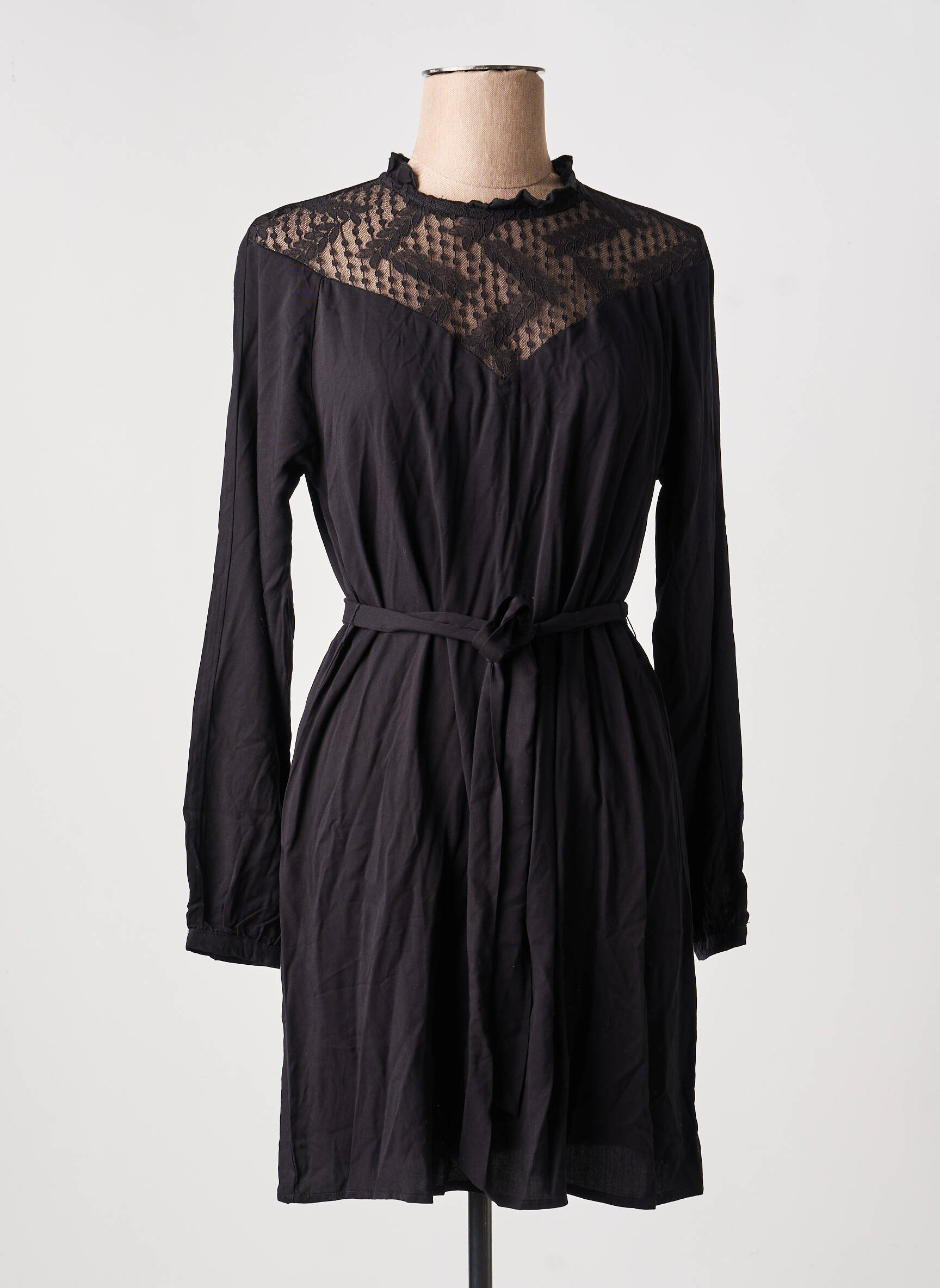 Robe courte col rond noir VILA femme