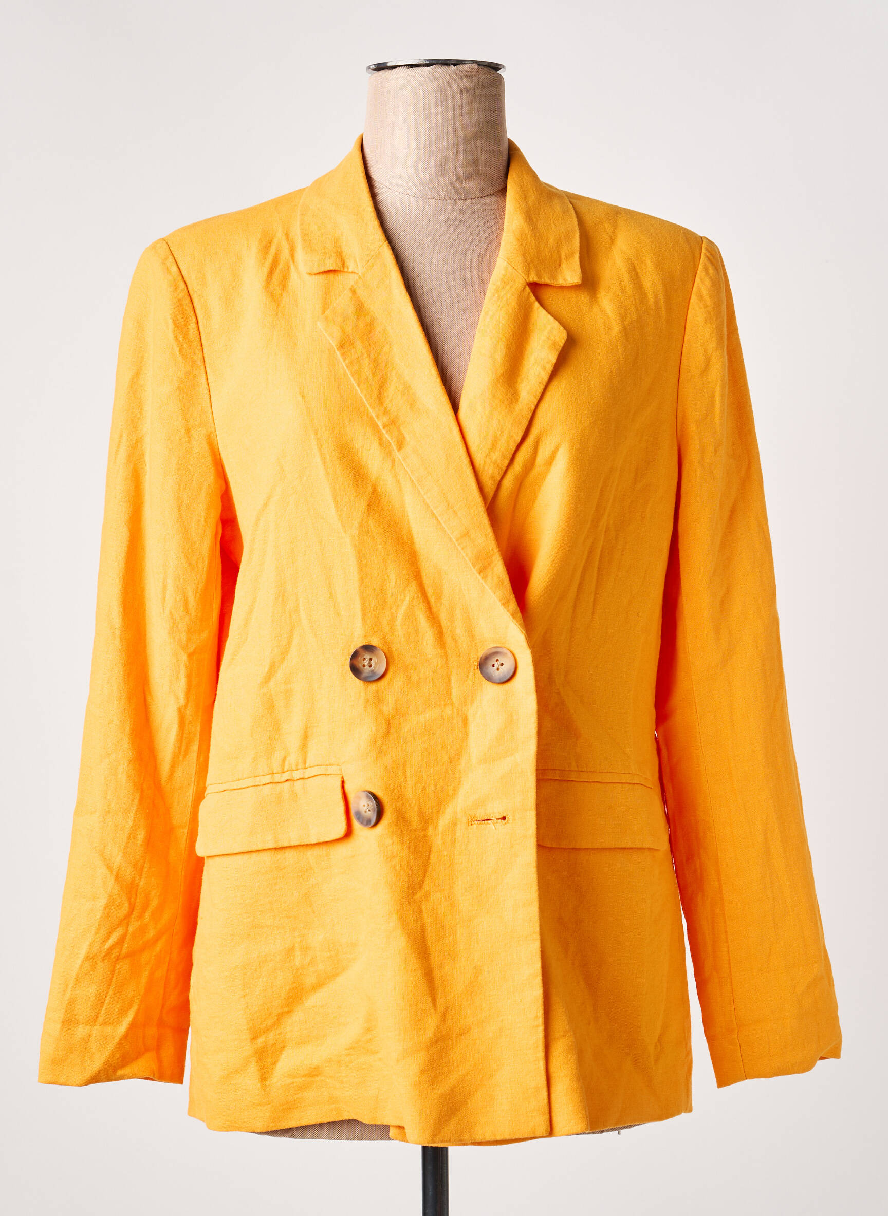 Blazer col tailleur orange ONLY femme